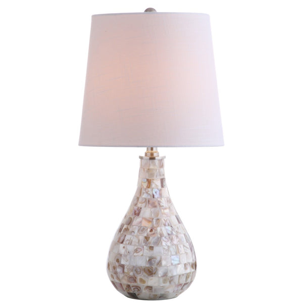 HomeRoots 21" Clear Novelty Desk Lamp LED - Modern Drum Shade for Cozy Task Lighting in Home or Office Spaces 715716