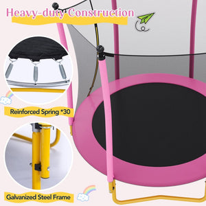 English Elm [without Basketball Hoop] 5.5 Ft Kids Trampoline with Safety Net and Foam Padded Poles Pink N739P443065H
