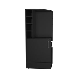 English Elm Jakes 42" Tall Corner Bar Cabinet with 8 Bottle Cubbies, Double Doors and Space-Saving Design Black 30.5 L x 59 W x 12 H B200P253730