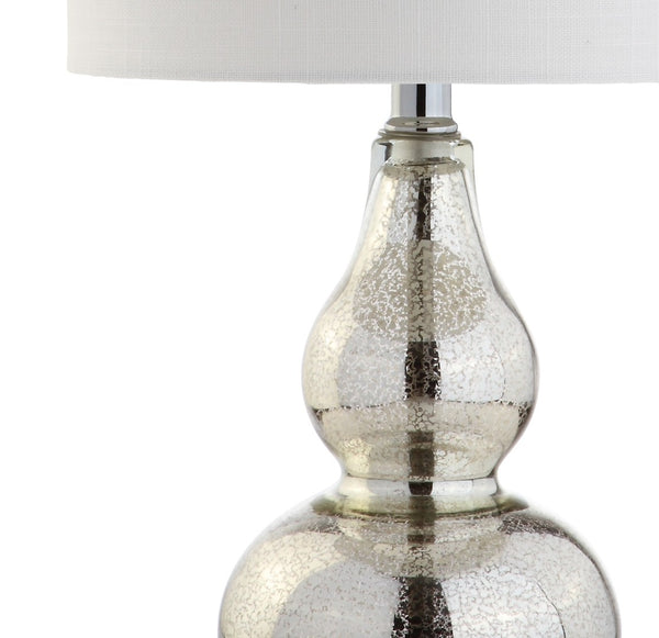 HomeRoots Set of Two 21" Silver Gourd Desk Lamps - Elegant LED Lighting with Linen Drum Shades for Style 715721