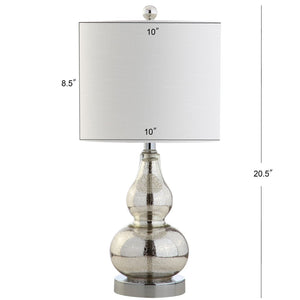 HomeRoots Set of Two 21" Silver Gourd Desk Lamps - Elegant LED Lighting with Linen Drum Shades for Style 715721