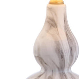 HomeRoots Set of Two Elegant 21" Gold Gourd Desk Lamps with Soft White Drum Shades for Stylish Illumination 715726