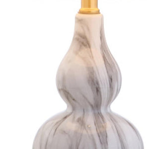 HomeRoots Set of Two Elegant 21" Gold Gourd Desk Lamps with Soft White Drum Shades for Stylish Illumination 715726