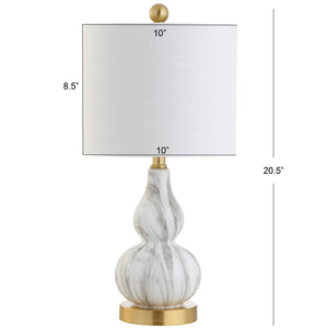HomeRoots Set of Two Elegant 21" Gold Gourd Desk Lamps with Soft White Drum Shades for Stylish Illumination 715726