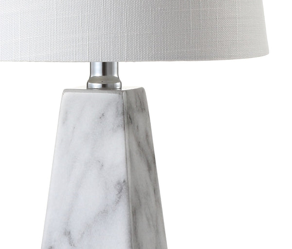 HomeRoots Set of Two Elegant 21" White Novelty Table Lamps with Empire Shades & Built-In Charging Outlet 715744