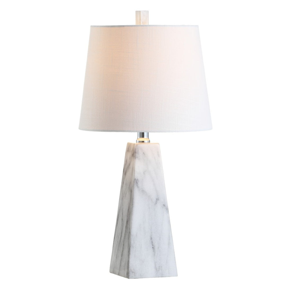 HomeRoots Set of Two Elegant 21" White Novelty Table Lamps with Empire Shades & Built-In Charging Outlet 715744