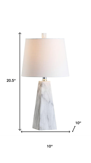 HomeRoots Set of Two Elegant 21" White Novelty Table Lamps with Empire Shades & Built-In Charging Outlet 715744