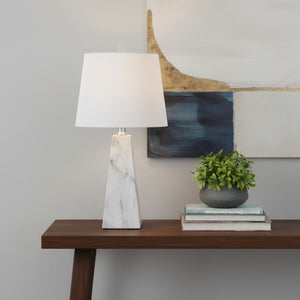 HomeRoots Set of Two Elegant 21" White Novelty Table Lamps with Empire Shades & Built-In Charging Outlet 715744