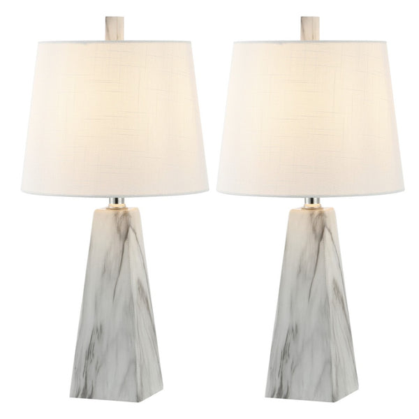 HomeRoots Set of Two 21" White Novelty Table Lamps with Elegant Empire Shades for Modern Home Décor 715745