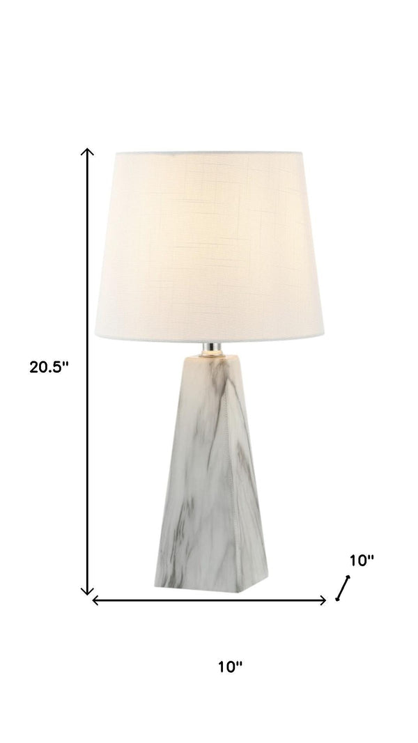 HomeRoots Set of Two 21" White Novelty Table Lamps with Elegant Empire Shades for Modern Home Décor 715745