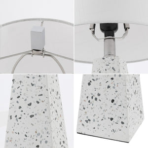 HomeRoots Set of Two 21" Gray Novelty Table Lamps with White Linen Shades for Stylish Home Lighting Decor 715746