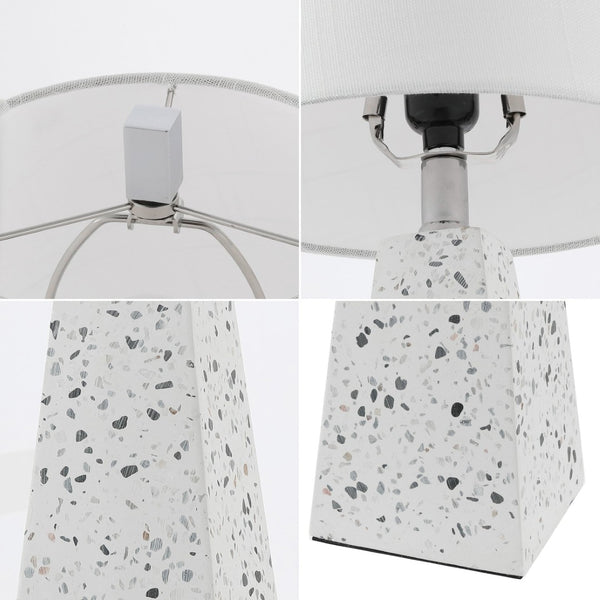 HomeRoots Set of Two 21" Gray Novelty Table Lamps with White Linen Shades for Stylish Home Lighting Decor 715746