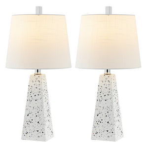 HomeRoots Set of Two 21" Gray Novelty Table Lamps with White Linen Shades for Stylish Home Lighting Decor 715746