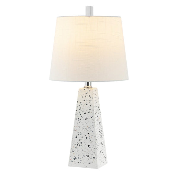 HomeRoots Set of Two 21" Gray Novelty Table Lamps with White Linen Shades for Stylish Home Lighting Decor 715746