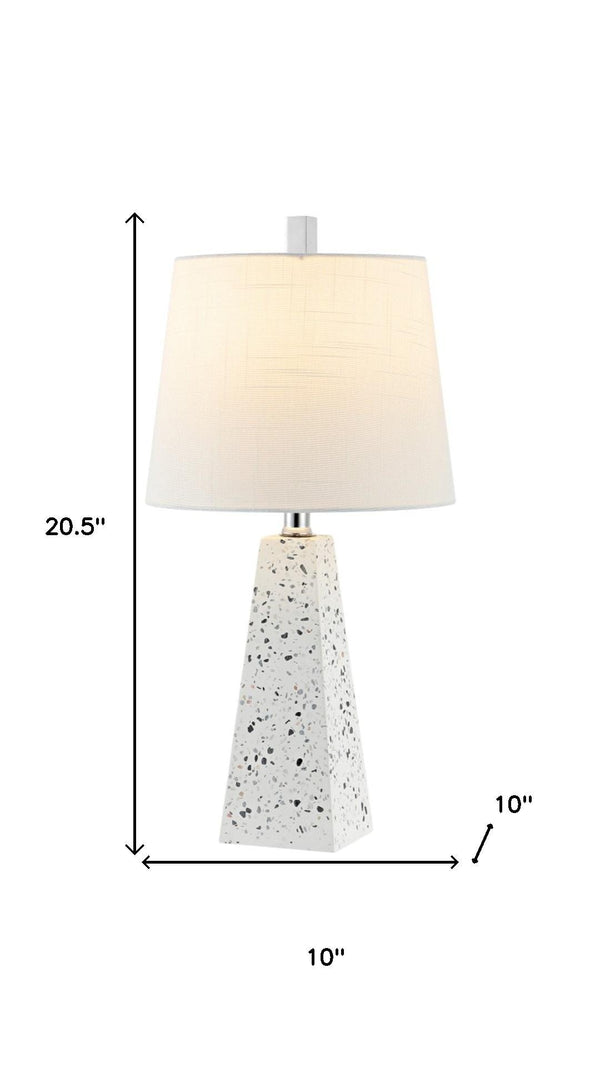 HomeRoots Set of Two 21" Gray Novelty Table Lamps with White Linen Shades for Stylish Home Lighting Decor 715746
