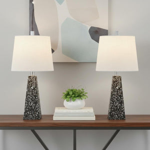 HomeRoots Set of Two 21" Black Novelty Table Lamps with Elegant Empire Shades for Modern Home Décor 715747
