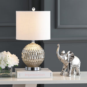 HomeRoots 25" Stylish White Novelty Table Lamp with Linen Drum Shade - Modern Marble Base & Ambient Glow 715753