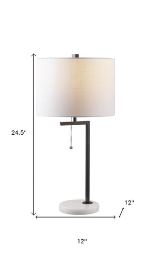 HomeRoots Set of Two 29" Blue Glass Table Lamps with White Linen Shades for Modern Home Décor and Style 715757
