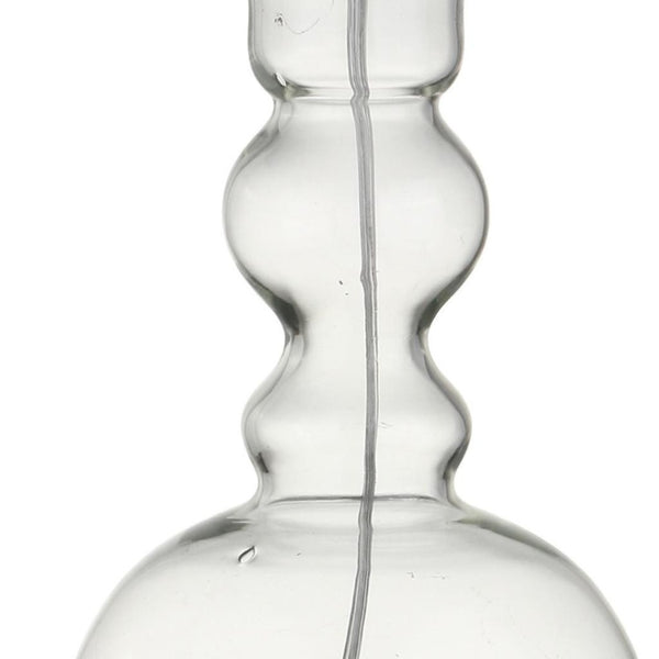 HomeRoots Set of Two 29" Blue Glass Table Lamps with White Linen Drum Shades - Modern Lighting for Any Room 715759