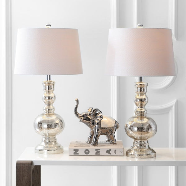 Set of Two 29 Inch Novelty Table Lamps with Elegant Drum Shades for Modern Living Room Decor