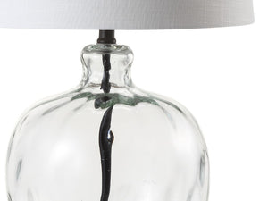 27 Inch Black Spherical Table Lamp with Round Shade for Modern Living Spaces