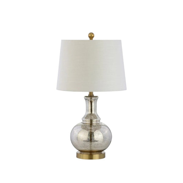 Set of Two Accent Table Lamps with Elegant Drum Shades for Glam Living Room Decor