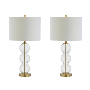 Set of Two 27 Inch Novelty Table Lamps with Elegant Drum Shades for Stylish Home Decor