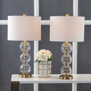 Set of Two 27 Inch Novelty Table Lamps with Elegant Drum Shades for Stylish Home Decor