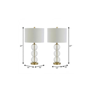 Set of Two 27 Inch Novelty Table Lamps with Elegant Drum Shades for Stylish Home Decor