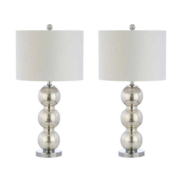 Set of Two 27 Inch Novelty Table Lamps with Elegant Drum Shades for Stylish Home Decor