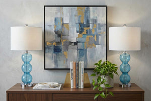 Set of Two 27 Inch Novelty Table Lamps with Elegant Drum Shades for Stylish Home Decor