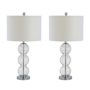 Set of Two 27 Inch Novelty Table Lamps with Elegant Drum Shades for Stylish Home Decor