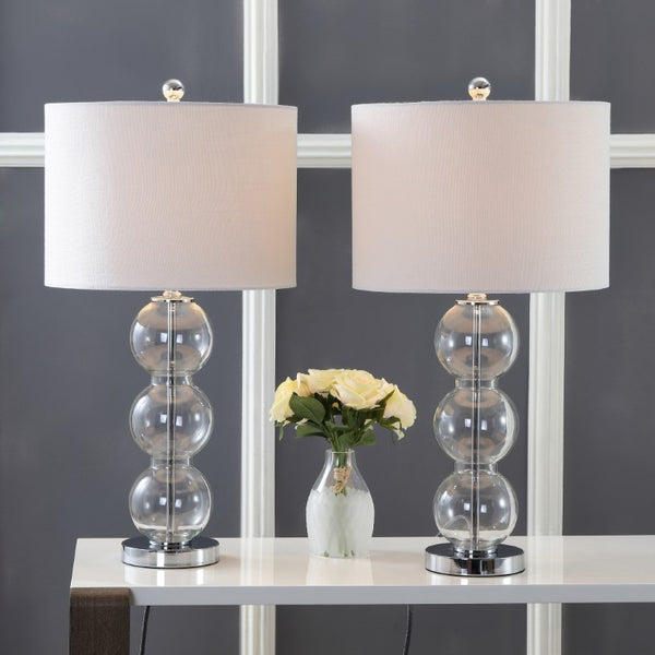 Set of Two 27 Inch Novelty Table Lamps with Elegant Drum Shades for Stylish Home Decor