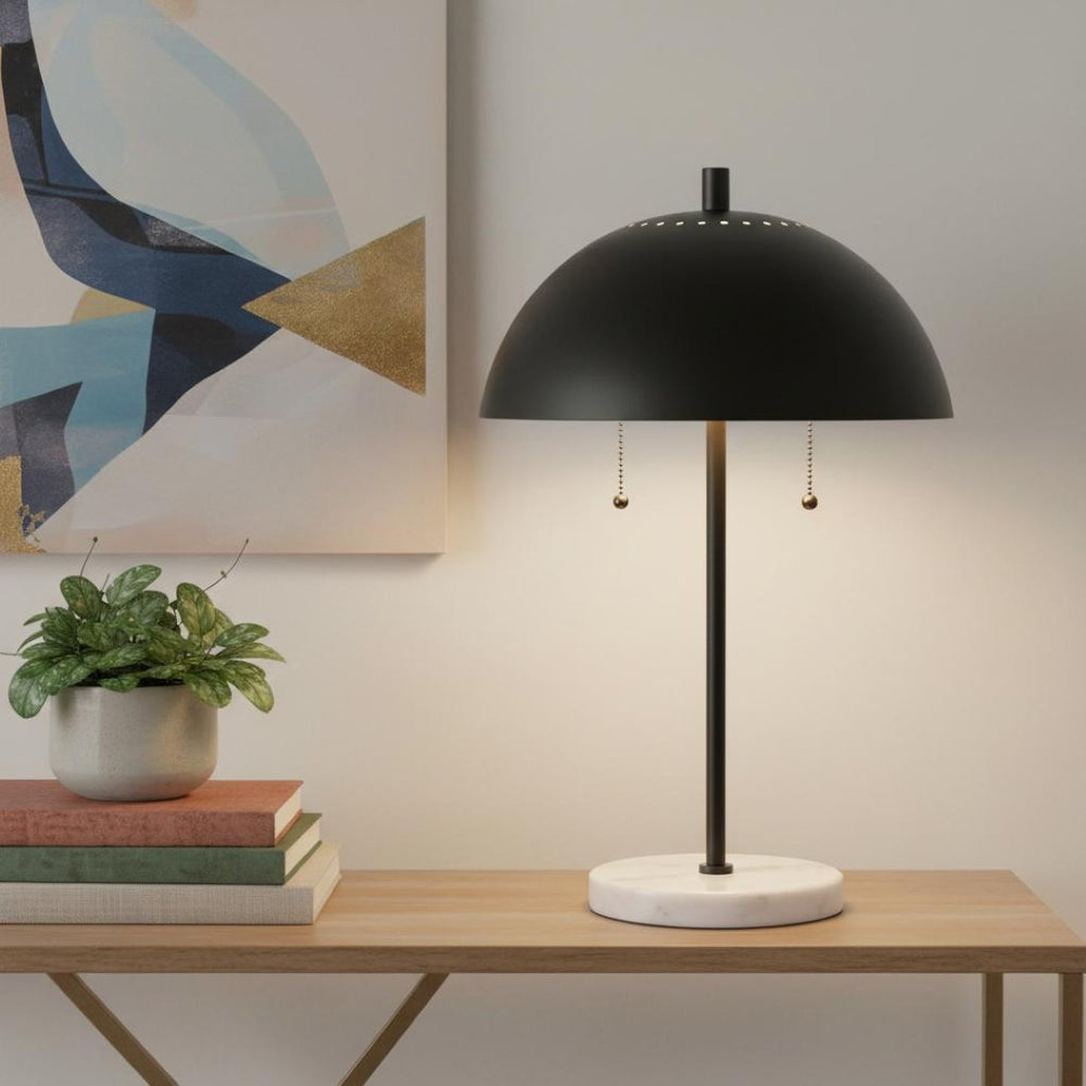 HomeRoots 20" Gold Gourd Table Lamp - Elegant LED Design with White Linen Drum Shade for Modern Interiors 715798