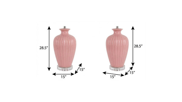 Set of Two 29 Inch Novelty Table Lamps with Elegant Drum Shades for Modern Living Room Decor