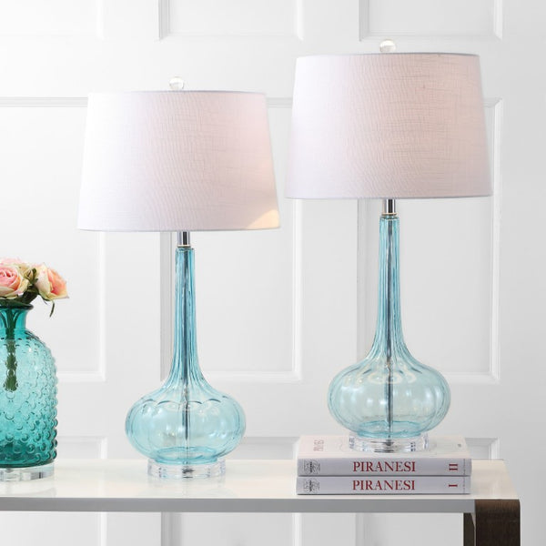 Set of Two 29 Inch Novelty Table Lamps with Elegant Drum Shades for Modern Living Room Decor