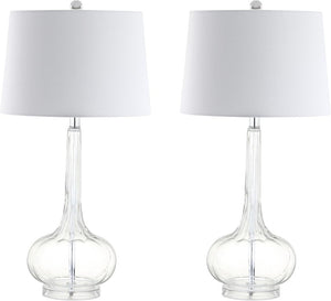 Set of Two 29 Inch Novelty Table Lamps with Elegant Drum Shades for Modern Living Room Decor