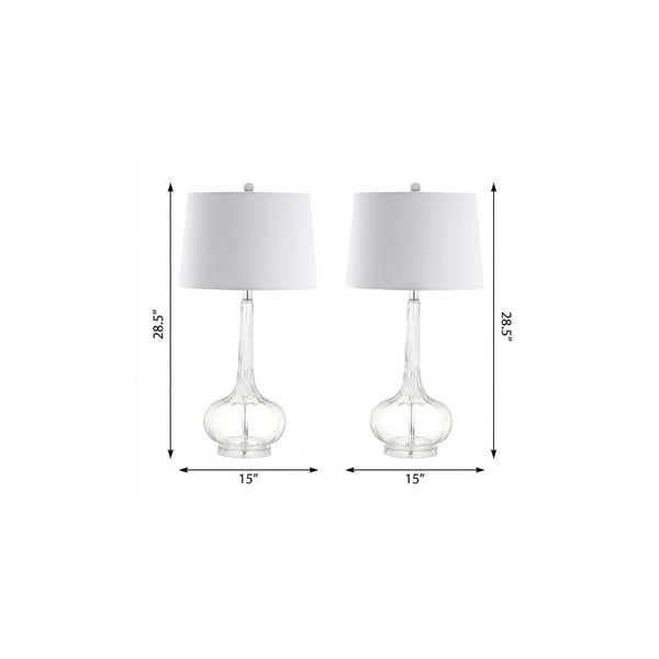 Set of Two 29 Inch Novelty Table Lamps with Elegant Drum Shades for Modern Living Room Decor