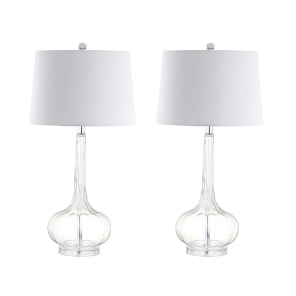 Set of Two 29 Inch Novelty Table Lamps with Elegant Drum Shades for Modern Living Room Decor