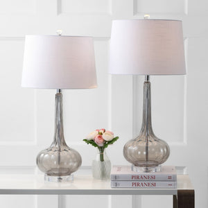 Set of Two 29 Inch Novelty Table Lamps with Elegant Drum Shades for Modern Living Room Decor