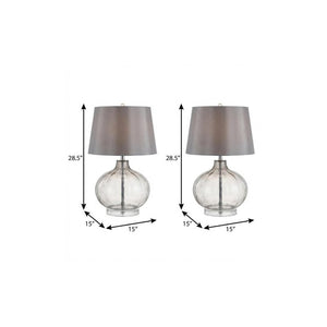 Set of Two 29 Inch Novelty Table Lamps with Elegant Drum Shades for Modern Living Room Decor