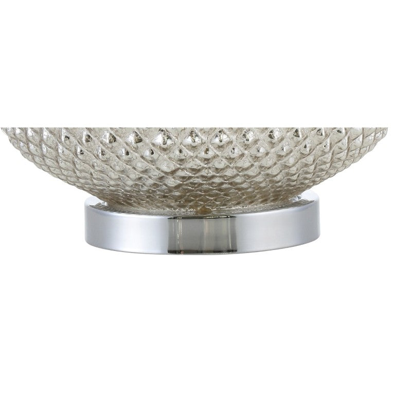 HomeRoots 23 Inch Silver Round Drum Shade Table Lamp for Elegant Living Room Ambiance 715789