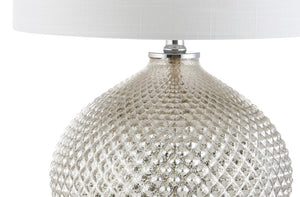 23 Inch Silver Round Drum Shade Table Lamp for Elegant Living Room Ambiance