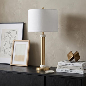 27 Inch Novelty Table Lamp with Drum Shade for Elegant Living Room Accent Decor