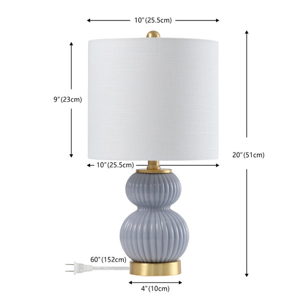 HomeRoots 20" Gold Gourd Table Lamp - Elegant LED Lighting with White Drum Shade for Modern Home Décor 715799