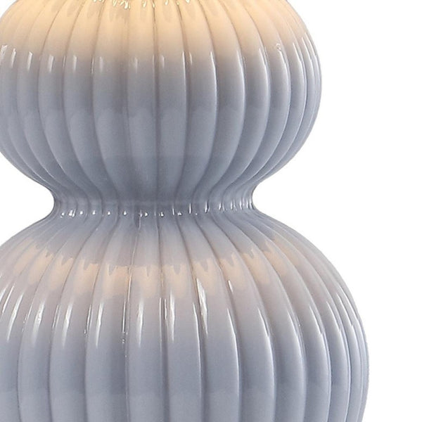 HomeRoots 20" Gold Gourd Table Lamp - Elegant LED Lighting with White Drum Shade for Modern Home Décor 715799