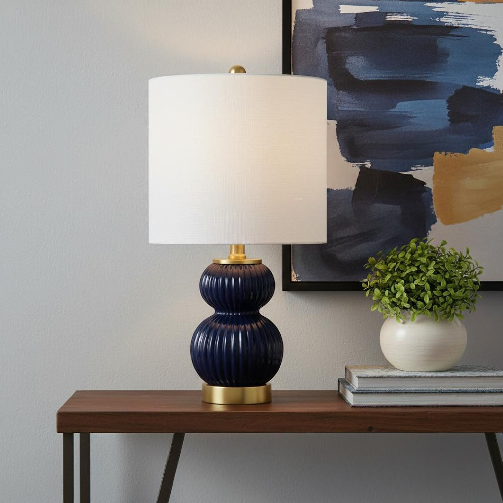 HomeRoots 20" Gold Gourd Table Lamp – Elegant LED Light with Vintage Flair for Cozy Home Décor & Style 715800