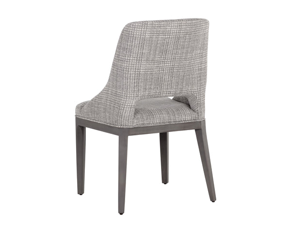Sunpan Estrada Dining Chair - Elegant Design with Cutout Backrest, Light Grey Oak Legs for Stylish Comfort Naya Check Light Grey