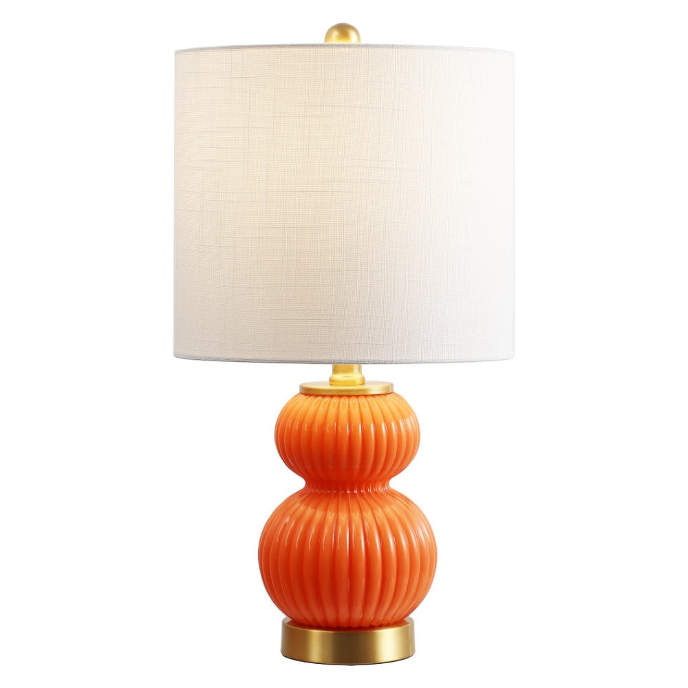 HomeRoots 20" Gold Gourd Table Lamp - Chic LED Design with White Drum Shade for Cozy, Elegant Ambiance 715802