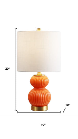 HomeRoots 20" Gold Gourd Table Lamp - Chic LED Design with White Drum Shade for Cozy, Elegant Ambiance 715802